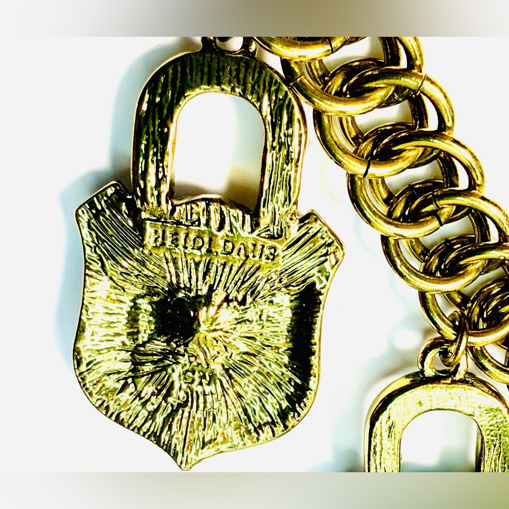 Heidi Daus Gold-Tone Multicolor Pavé Lock Charm Bracelet - Picture 3 of 11